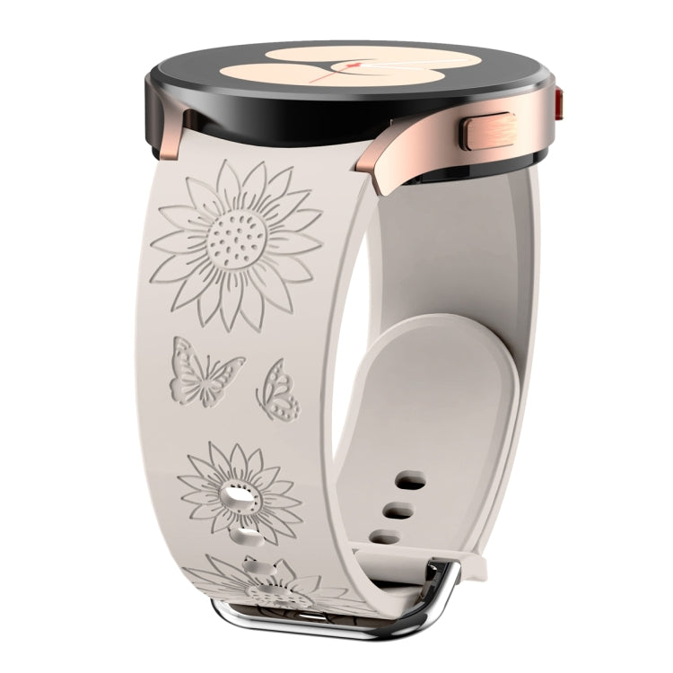 For Samsung Galaxy Watch 6 Sunflower Pattern Embossed Silicone Watch Band(Starlight Color) - Watch Bands by PMC TechLife | Online Shopping South Africa | PMC TechLife