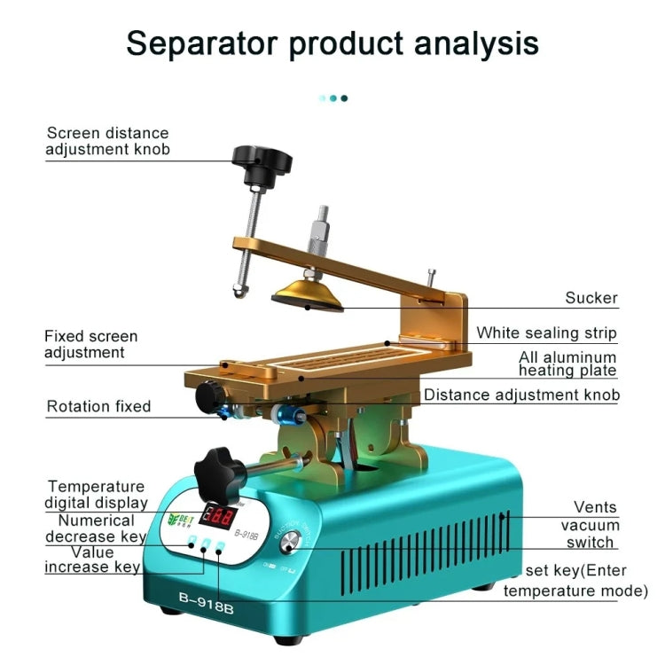 BEST B-918B 7 inch Multi-function Mobile Phone Screen Rotary Separator, US Plug - Separation Equipment by BEST | Online Shopping South Africa | PMC Jewellery