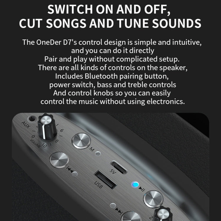 Oneder D7 Bluetooth Speaker Outdoor Karaoke Wireless Speakers With Two Mic(Black) - Desktop Speaker by OneDer | Online Shopping South Africa | PMC Jewellery | Buy Now Pay Later Mobicred