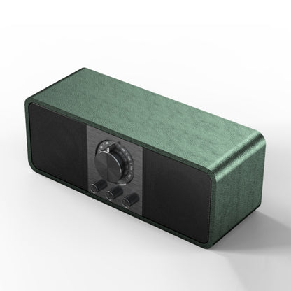 OneDer JY82 Wooden Retro Styling Wireless Speaker HIFI Classic FM Radio Support TF / U-Disk / AUX(Leather Green) - Desktop Speaker by OneDer | Online Shopping South Africa | PMC Jewellery | Buy Now Pay Later Mobicred