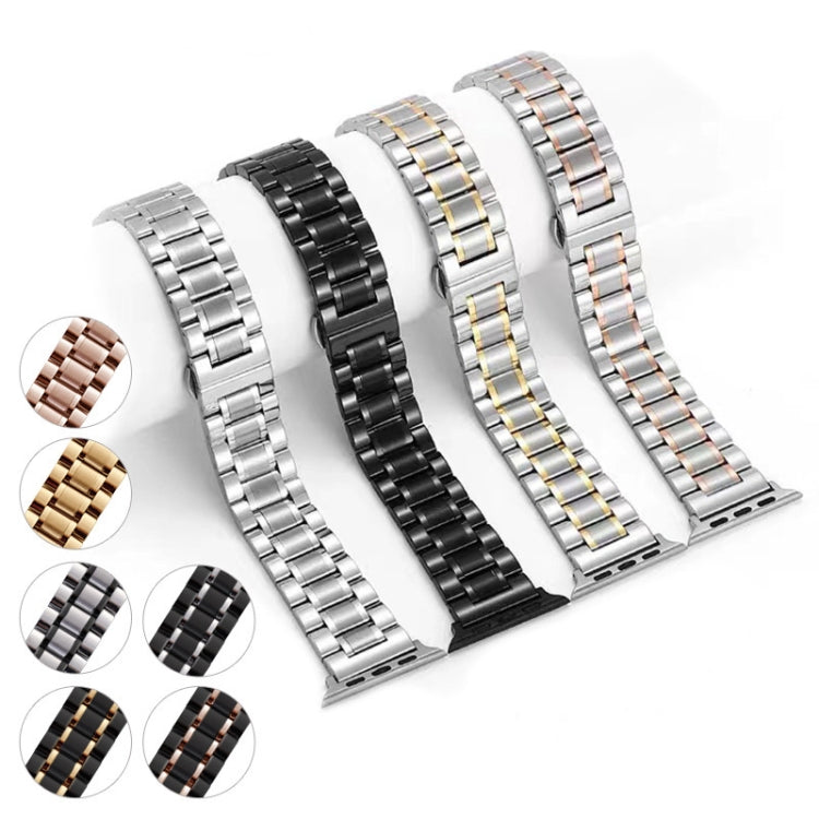 For Apple Watch 38mm Five-Beads Stainless Steel Watch Band(Gold) - Watch Bands by PMC TechLife | Online Shopping South Africa | PMC TechLife