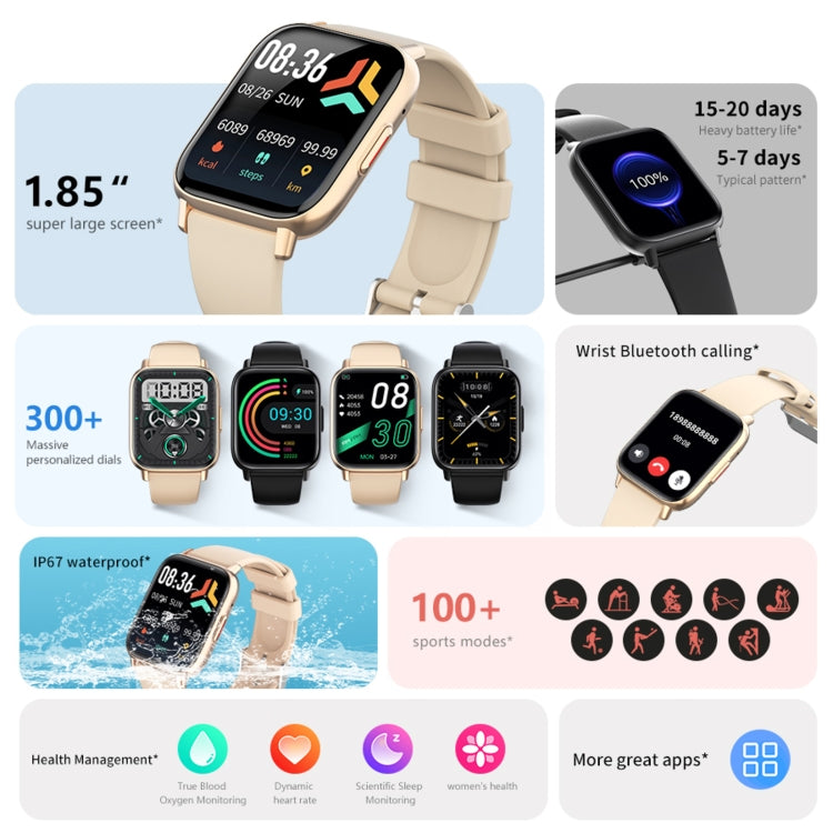 DM05 1.83 inch BT5.2 Smart Sport Watch, Support Sleep / Heart Rate / Blood Oxygen / Temperature / Heart Sugar/ Blood Pressure Health Monitor(Black) - Smart Watches by PMC Jewellery | Online Shopping South Africa | PMC Jewellery