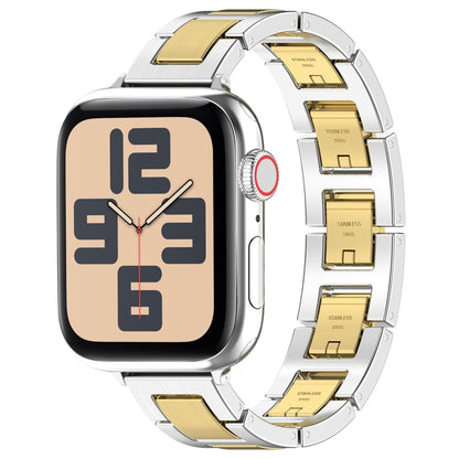 For Apple Watch SE 2023 44mm H Slim Stainless Steel Watch Band(Silver Gold) - Watch Bands by PMC Jewellery | Online Shopping South Africa | PMC Jewellery