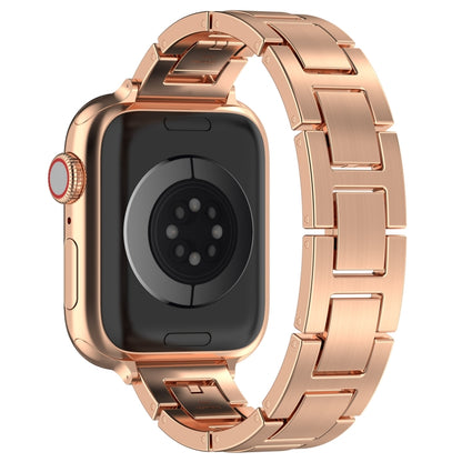 For Apple Watch SE 2023 40mm H Slim Stainless Steel Watch Band(Rose Gold) - Watch Bands by PMC Jewellery | Online Shopping South Africa | PMC Jewellery