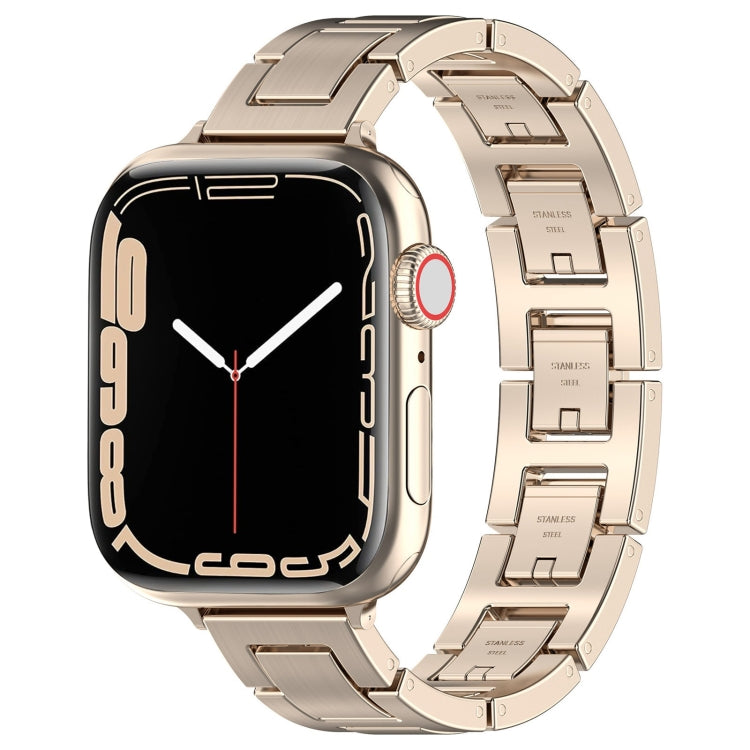 For Apple Watch Series 4 44mm H Slim Stainless Steel Watch Band(Starlight) - Watch Bands by PMC Jewellery | Online Shopping South Africa | PMC Jewellery