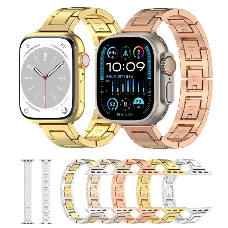 For Apple Watch Series 6 40mm H Slim Stainless Steel Watch Band(Rose Gold) - Watch Bands by PMC Jewellery | Online Shopping South Africa | PMC Jewellery