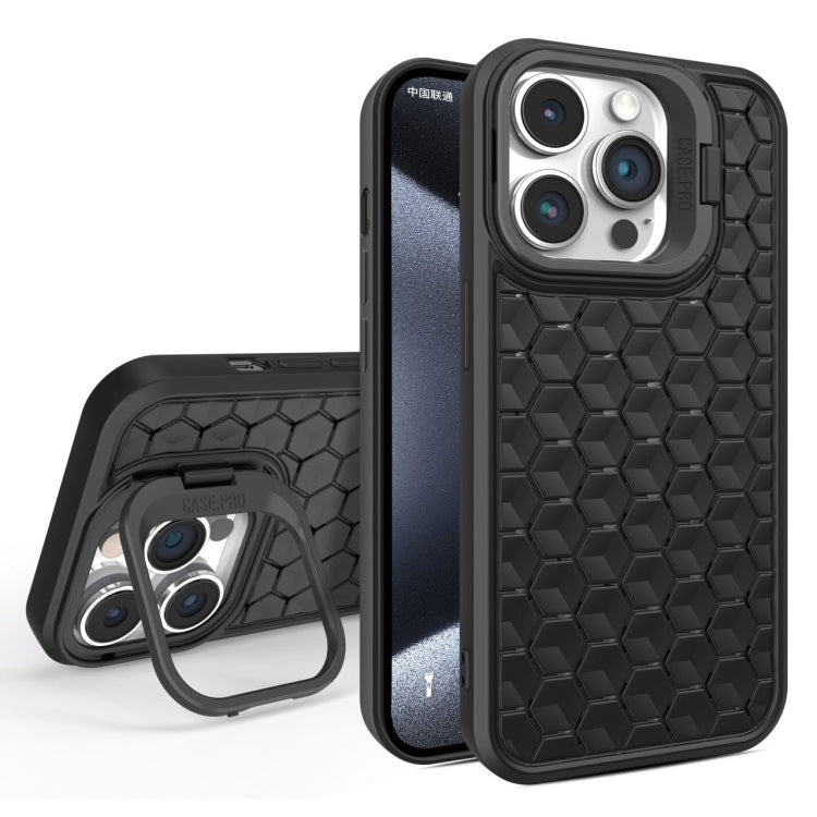 For iPhone 15 Pro Max Honeycomb Radiating Lens Holder Magsafe Phone Case(Black) - iPhone 15 Pro Max Cases by PMC Jewellery | Online Shopping South Africa | PMC Jewellery