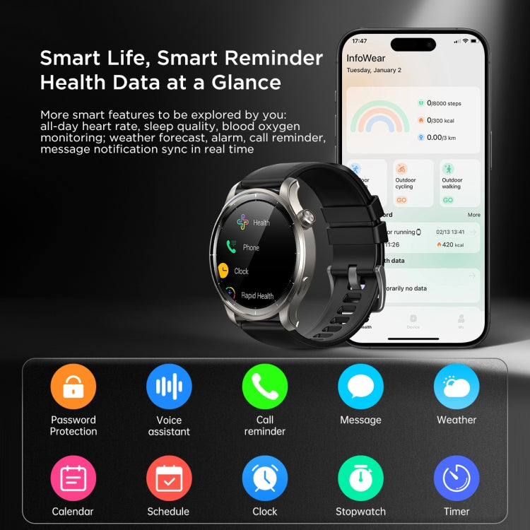 JOYROOM JR-FV1 Venture Series 1.43 inch Bluetooth Call Smart Watch Supports Sleep Monitoring/Blood Oxygen Detection(Dark Grey) - Smart Watches by JOYROOM | Online Shopping South Africa | PMC Jewellery