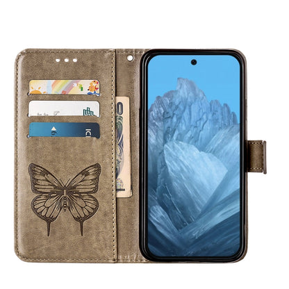 For Google Pixel 9 Embossed Butterfly Leather Phone Case(Grey) - Google Cases by PMC Jewellery | Online Shopping South Africa | PMC Jewellery | Buy Now Pay Later Mobicred