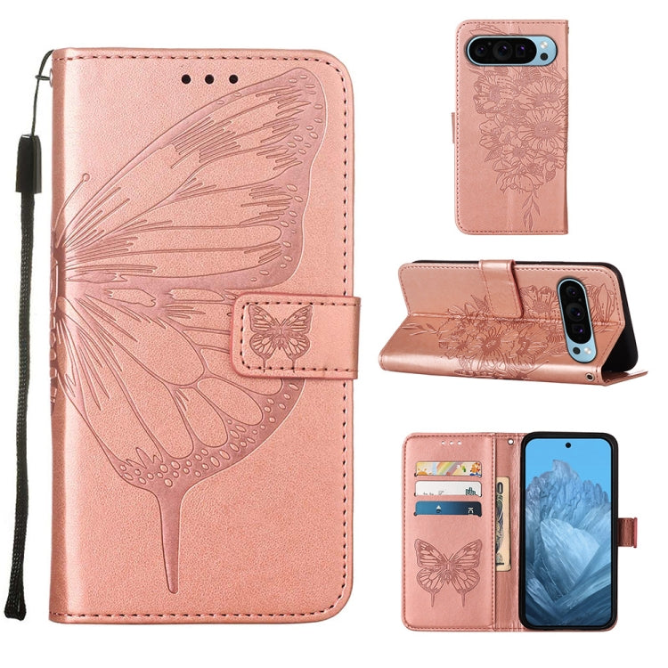 For Google Pixel 9 Embossed Butterfly Leather Phone Case(Rose Gold) - Google Cases by PMC Jewellery | Online Shopping South Africa | PMC Jewellery | Buy Now Pay Later Mobicred