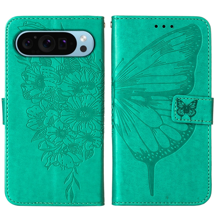 For Google Pixel 9 Embossed Butterfly Leather Phone Case(Green) - Google Cases by PMC Jewellery | Online Shopping South Africa | PMC Jewellery | Buy Now Pay Later Mobicred