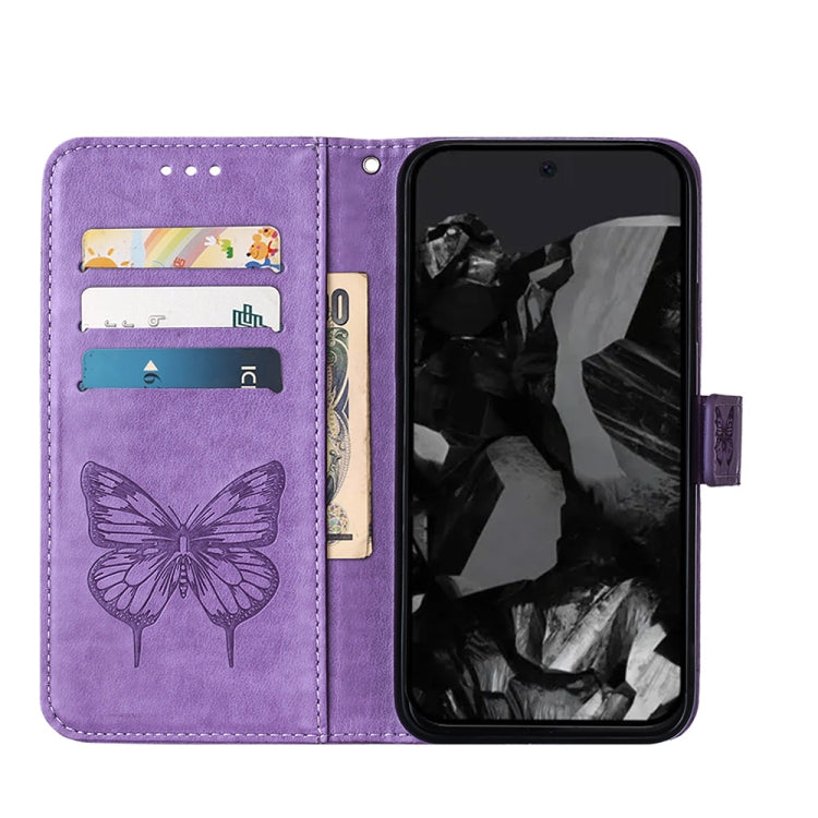 For Google Pixel 9 Pro Embossed Butterfly Leather Phone Case(Purple) - Google Cases by PMC Jewellery | Online Shopping South Africa | PMC Jewellery | Buy Now Pay Later Mobicred