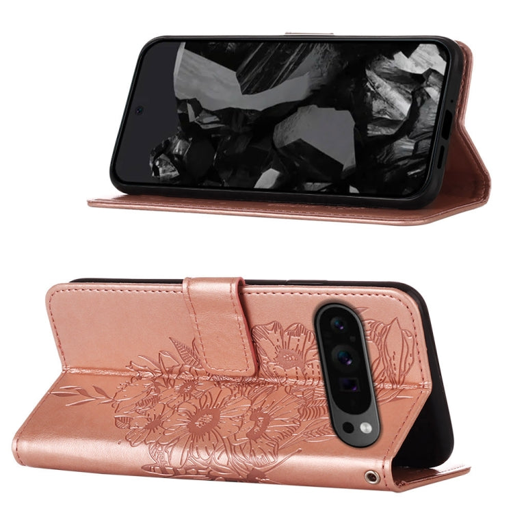 For Google Pixel 9 Pro Embossed Butterfly Leather Phone Case(Rose Gold) - Google Cases by PMC Jewellery | Online Shopping South Africa | PMC Jewellery | Buy Now Pay Later Mobicred