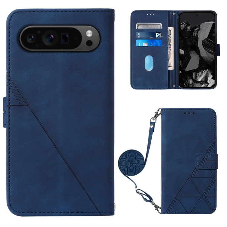 For Google Pixel 9 Pro Crossbody 3D Embossed Flip Leather Phone Case(Blue) - Google Cases by PMC Jewellery | Online Shopping South Africa | PMC Jewellery | Buy Now Pay Later Mobicred