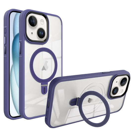 For iPhone 15 Shield Armor MagSafe Holder Phone Case(Deep Purple) - iPhone 15 Cases by PMC Jewellery | Online Shopping South Africa | PMC Jewellery