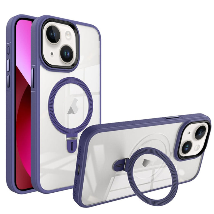 For iPhone 13 Shield Armor MagSafe Holder Phone Case(Deep Purple) - iPhone 13 Cases by PMC Jewellery | Online Shopping South Africa | PMC Jewellery