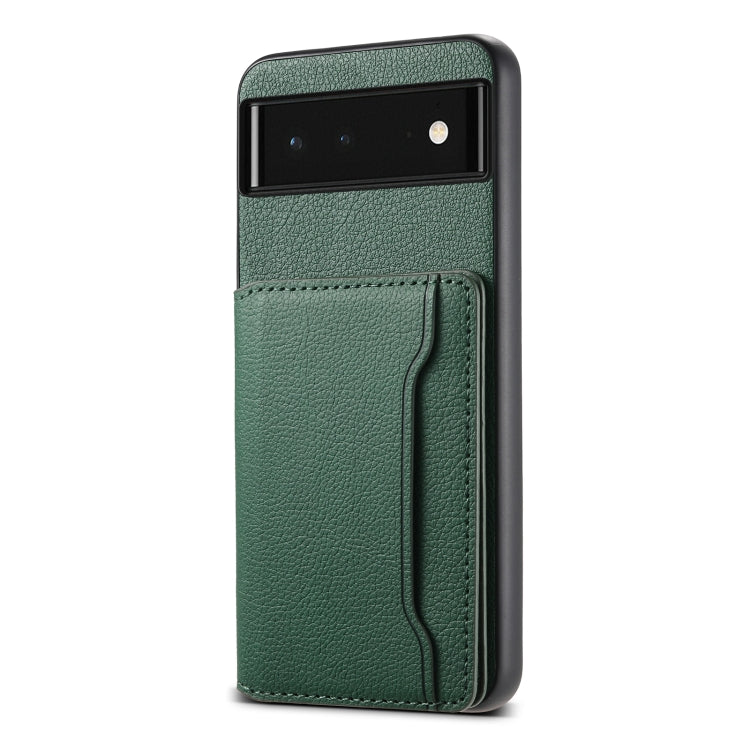 For Google Pixel 6 Calf Texture Card Bag Design Full Coverage Phone Case(Green) - Google Cases by PMC Jewellery | Online Shopping South Africa | PMC Jewellery | Buy Now Pay Later Mobicred