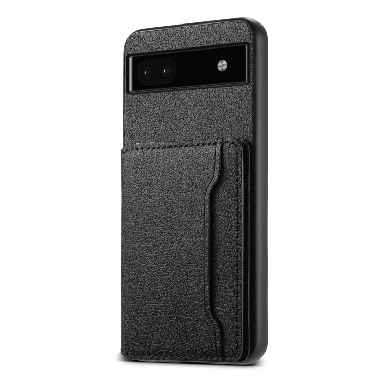 For Google Pixel 6a Calf Texture Card Bag Design Full Coverage Phone Case(Black) - Google Cases by PMC Jewellery | Online Shopping South Africa | PMC Jewellery | Buy Now Pay Later Mobicred