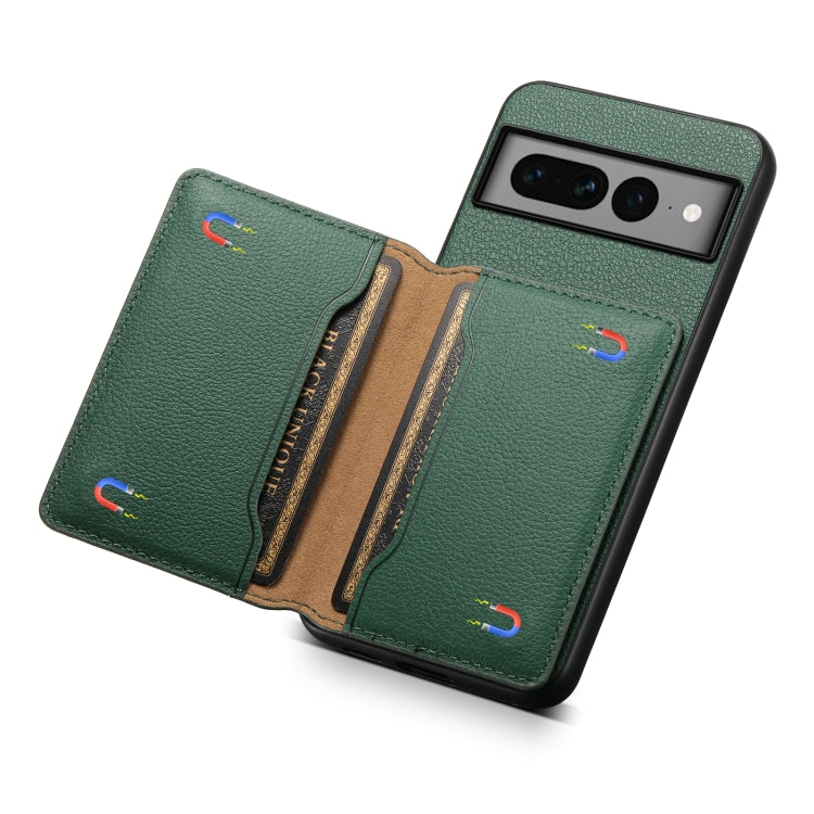 For Google Pixel 7 Pro 5G Calf Texture Card Bag Design Full Coverage Phone Case(Green) - Google Cases by PMC Jewellery | Online Shopping South Africa | PMC Jewellery | Buy Now Pay Later Mobicred