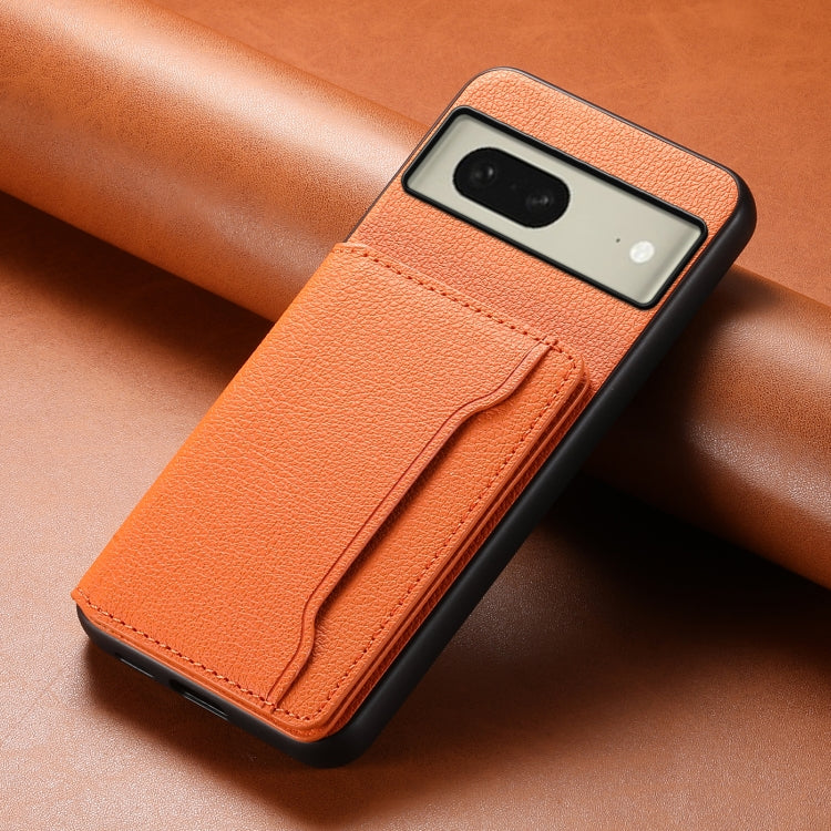 For Google Pixel 8 Calf Texture Card Bag Design Full Coverage Phone Case(Orange) - Google Cases by PMC Jewellery | Online Shopping South Africa | PMC Jewellery | Buy Now Pay Later Mobicred