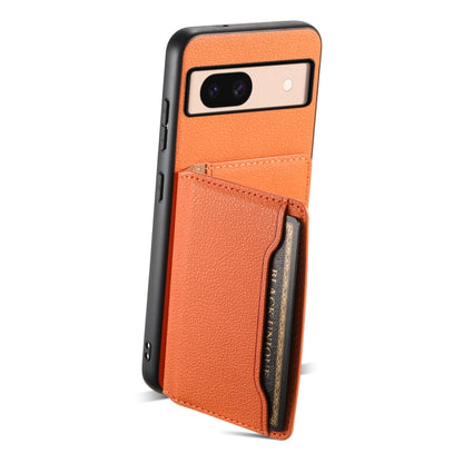 For Google Pixel 8a Calf Texture Card Bag Design Full Coverage Phone Case(Orange) - Google Cases by PMC Jewellery | Online Shopping South Africa | PMC Jewellery | Buy Now Pay Later Mobicred