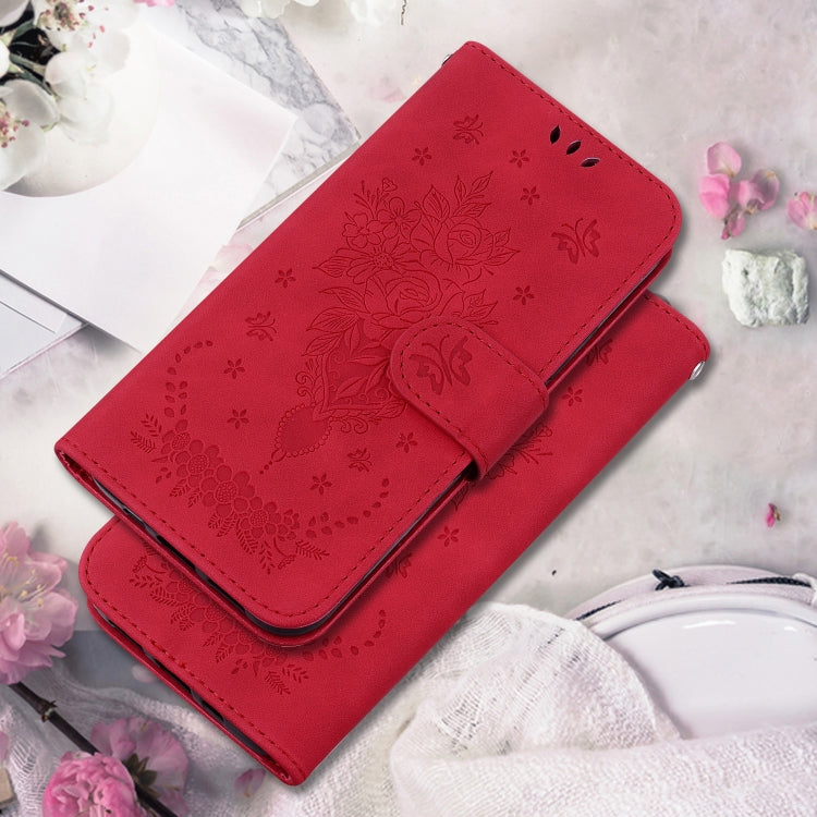 For Google Pixel 9 Butterfly Rose Embossed Leather Phone Case(Red) - Google Cases by PMC TechLife | Online Shopping South Africa | PMC TechLife | Buy Now Pay Later Mobicred