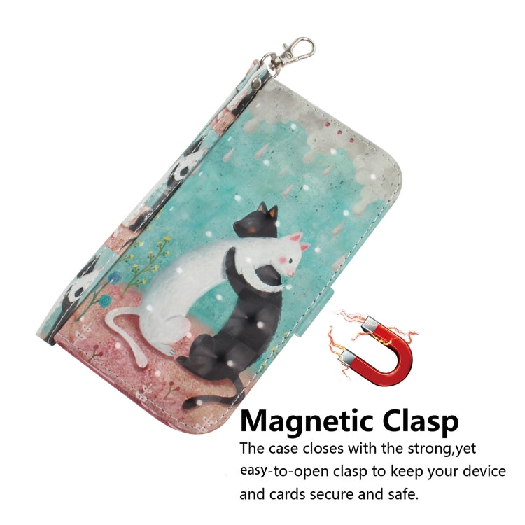 For Google Pixel 9 3D Colored Horizontal Flip Leather Phone Case(Black White Cat) - Google Cases by PMC Jewellery | Online Shopping South Africa | PMC Jewellery | Buy Now Pay Later Mobicred