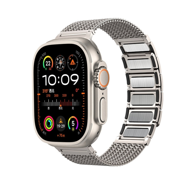 For Apple Watch Series 7 45mm Magnetic Clasp Braided Chain Stainless Steel Watch Band(Frosted Gold) - Watch Bands by PMC Jewellery | Online Shopping South Africa | PMC Jewellery