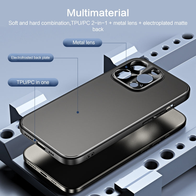 For iPhone 15 Pro Max R-JUST RJ-61 Electroplating Frosted TPU + PC Phone Case(Silver) - iPhone 15 Pro Max Cases by R-JUST | Online Shopping South Africa | PMC TechLife