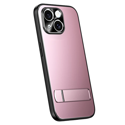 For iPhone 15 Plus R-JUST RJ-61 Electroplating Frosted TPU + PC Phone Case with Holder(Pink) - iPhone 15 Plus Cases by R-JUST | Online Shopping South Africa | PMC Jewellery