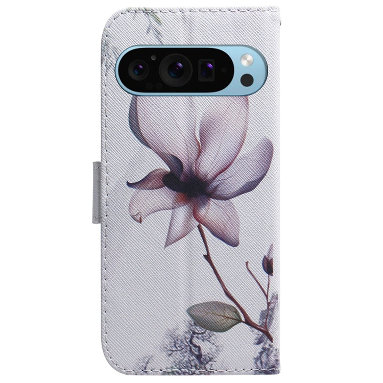 For Google Pixel 9 Pro Coloured Drawing Flip Leather Phone Case(Magnolia) - Google Cases by PMC Jewellery | Online Shopping South Africa | PMC Jewellery | Buy Now Pay Later Mobicred