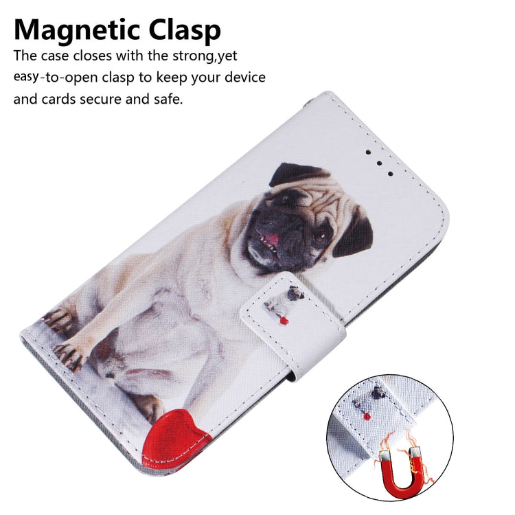 For Google Pixel 9 Coloured Drawing Flip Leather Phone Case(Pug) - Google Cases by PMC Jewellery | Online Shopping South Africa | PMC Jewellery | Buy Now Pay Later Mobicred