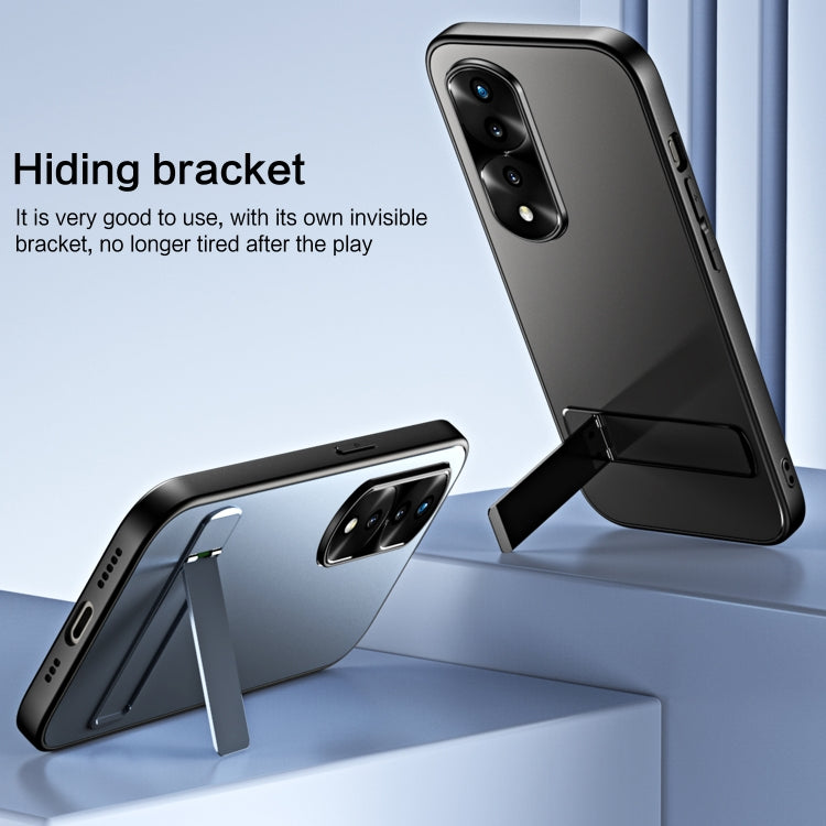 For Honor 70 Pro R-JUST RJ-61 Electroplating Frosted TPU + PC Phone Case with Holder(Silver) - Honor Cases by R-JUST | Online Shopping South Africa | PMC TechLife | Buy Now Pay Later Mobicred