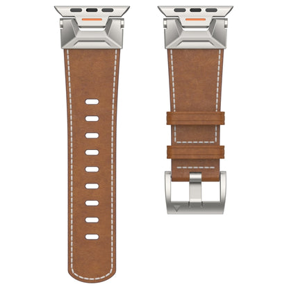 For Apple Watch Ultra 2 49mm Mecha Style Leather Watch Band(Dark Brown) - Watch Bands by PMC Jewellery | Online Shopping South Africa | PMC Jewellery