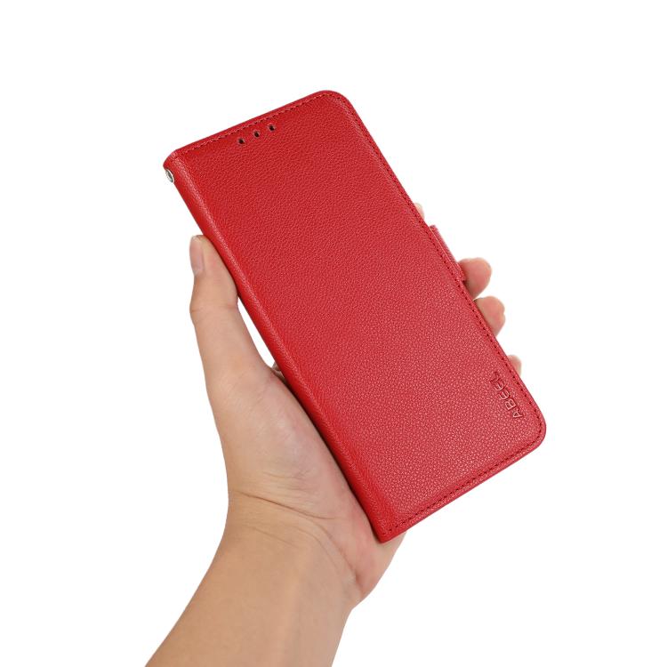 For iPhone 17 Pro Max ABEEL Side-Magnetic Litchi Pattern Leather RFID Phone Case(Red) - free shipping - PMc TechLife - Order now!