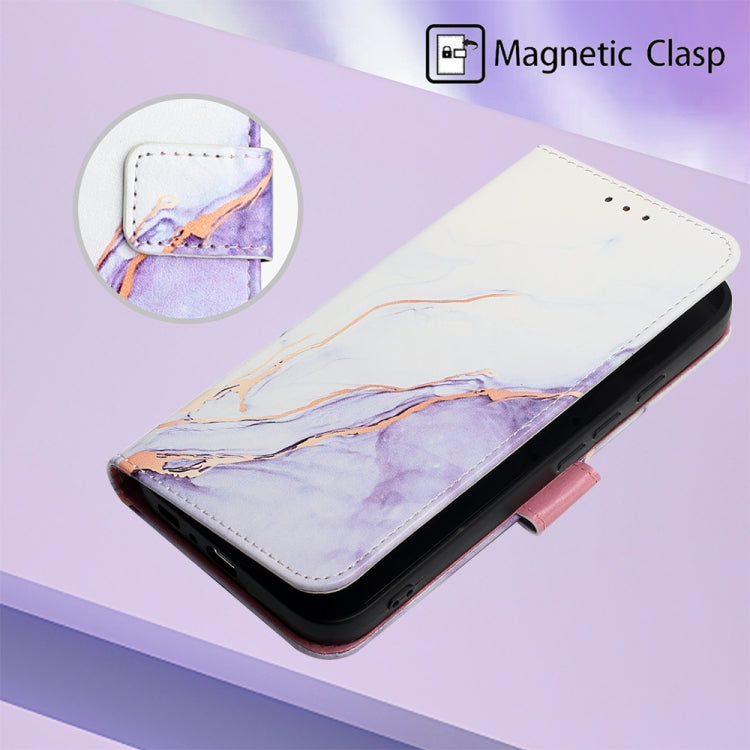 For Google Pixel 9 PT003 Marble Pattern Flip Leather Phone Case(White Purple) - Google Cases by PMC Jewellery | Online Shopping South Africa | PMC Jewellery | Buy Now Pay Later Mobicred