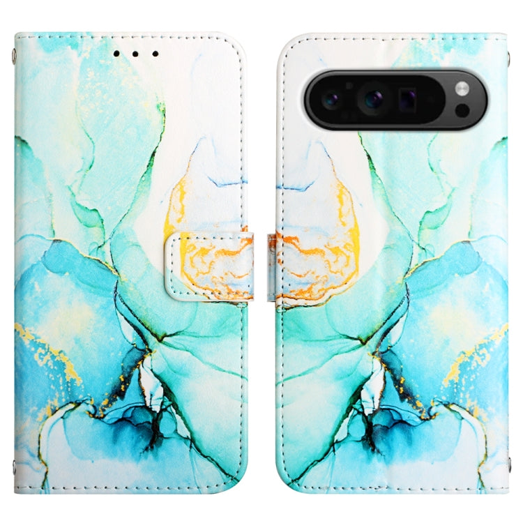 For Google Pixel 9 Pro PT003 Marble Pattern Flip Leather Phone Case(Green) - Google Cases by PMC Jewellery | Online Shopping South Africa | PMC Jewellery | Buy Now Pay Later Mobicred