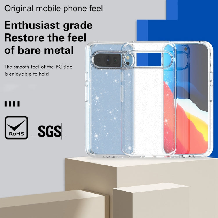 For ?Google Pixel 9 Pro Terminator Style Shockproof Phone Case(Glitter White) - Google Cases by PMC TechLife | Online Shopping South Africa | PMC TechLife | Buy Now Pay Later Mobicred