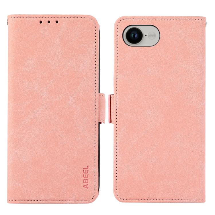For iPhone 16e ABEEL Frosted Magnetic RFID Leather Phone Case(Pink) - iPhone 16e Cases by PMC TechLife | Online Shopping South Africa | PMC TechLife | Buy Now Pay Later Mobicred