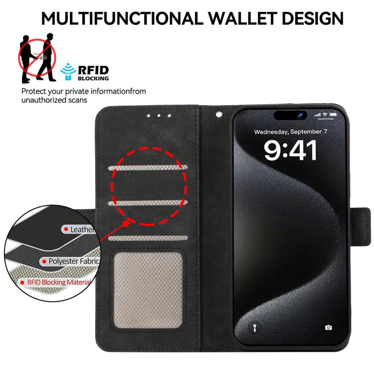 For iPhone 17 Pro Max ABEEL Frosted Magnetic RFID Leather Phone Case(Black) - free shipping - PMc TechLife - Order now!