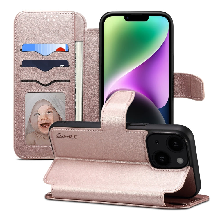 For iPhone 15 Plus / 14 Plus ESEBLE E1 Nappa Texture MagSafe Holder Leather Phone Case(Rose Gold) - iPhone 14 Plus Cases by ESEBLE | Online Shopping South Africa | PMC Jewellery | Buy Now Pay Later Mobicred