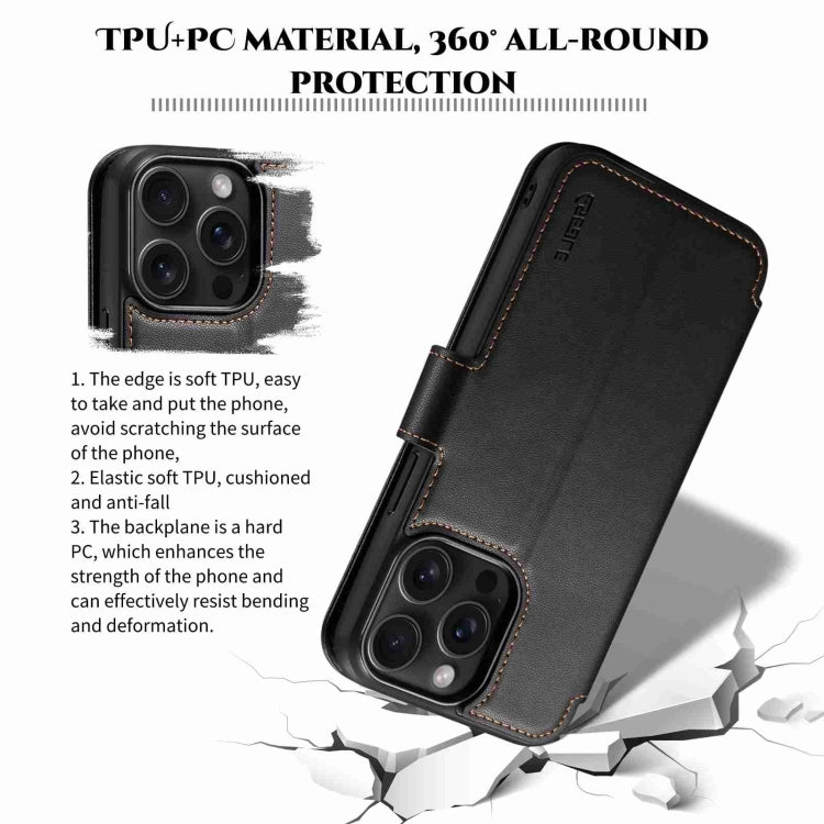 For iPhone 15 Plus / 14 Plus ESEBLE E1 Nappa Texture MagSafe Holder Leather Phone Case(Black) - free shipping - PMC Jewellery - Order now!