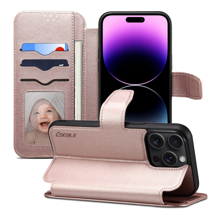 For iPhone 14 Pro ESEBLE E1 Nappa Texture MagSafe Holder Leather Phone Case(Rose Gold) - iPhone 14 Pro Cases by ESEBLE | Online Shopping South Africa | PMC Jewellery | Buy Now Pay Later Mobicred