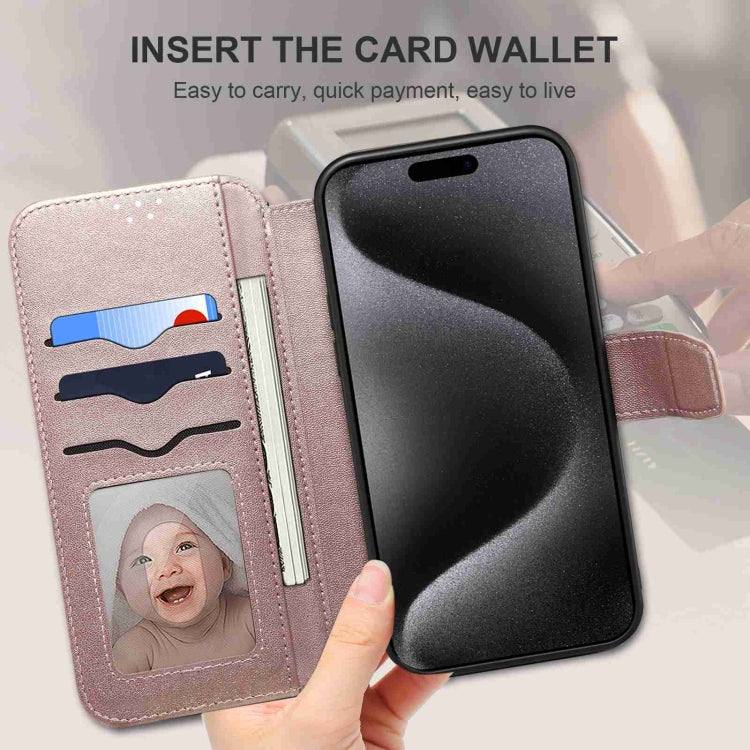 For iPhone 15 ESEBLE E1 Nappa Texture MagSafe Holder Leather Phone Case(Rose Gold) - free shipping - PMC Jewellery - Order now!
