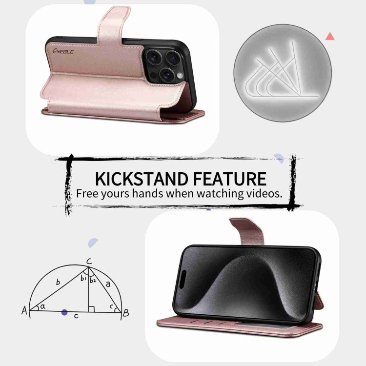 For iPhone 15 ESEBLE E1 Nappa Texture MagSafe Holder Leather Phone Case(Rose Gold) - free shipping - PMC Jewellery - Order now!