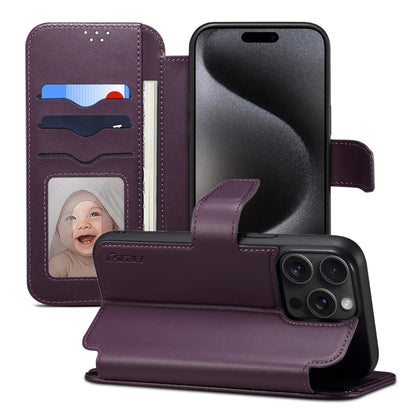 For iPhone 15 Pro Max ESEBLE E1 Nappa Texture MagSafe Holder Leather Phone Case(Dark Purple) - iPhone 15 Pro Max Cases by ESEBLE | Online Shopping South Africa | PMC Jewellery | Buy Now Pay Later Mobicred