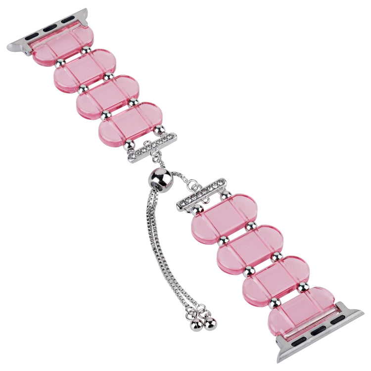 For Apple Watch Series 8 45mm Resin Retractable Chain Watch Band(Pink) - Watch Bands by PMC Jewellery | Online Shopping South Africa | PMC Jewellery