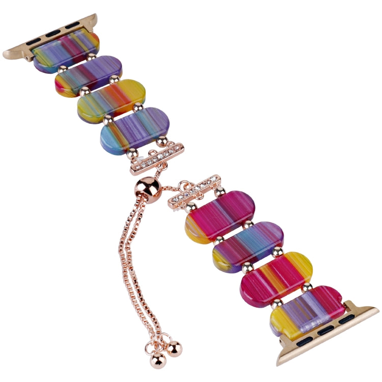 For Apple Watch SE 2022 44mm Resin Retractable Chain Watch Band(Rainbow) - Watch Bands by PMC TechLife | Online Shopping South Africa | PMC TechLife