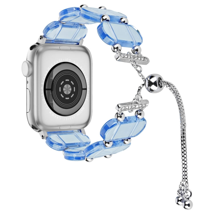 For Apple Watch SE 40mm Resin Retractable Chain Watch Band(Blue) - Watch Bands by PMC Jewellery | Online Shopping South Africa | PMC Jewellery