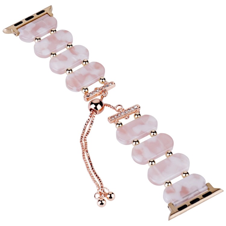 For Apple Watch SE 40mm Resin Retractable Chain Watch Band(Pink Flower) - Watch Bands by PMC Jewellery | Online Shopping South Africa | PMC Jewellery